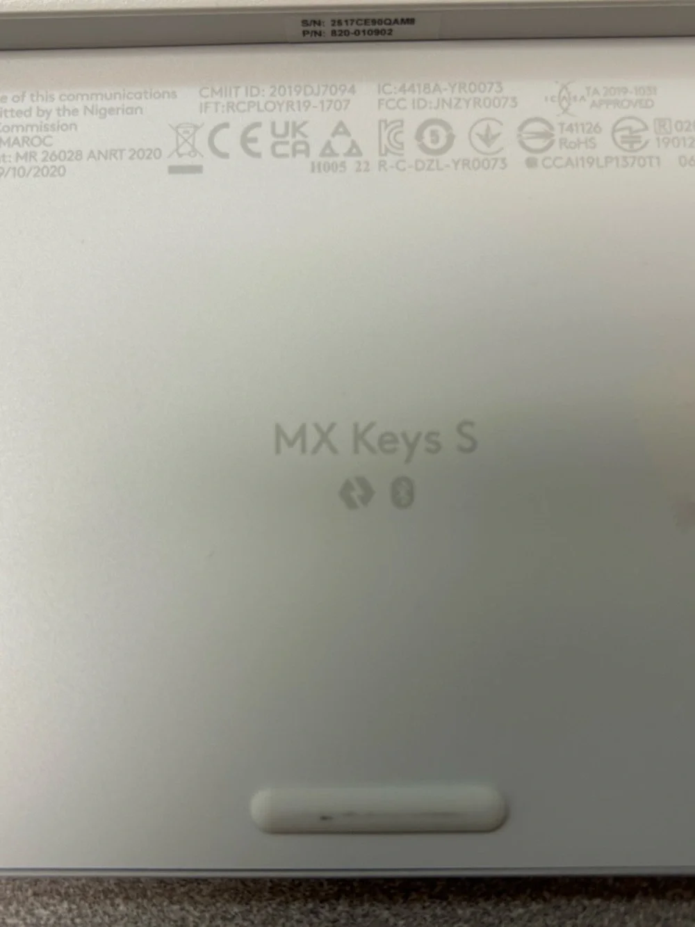 Logitech MX Keys S Full-Size Wireless Keyboard White